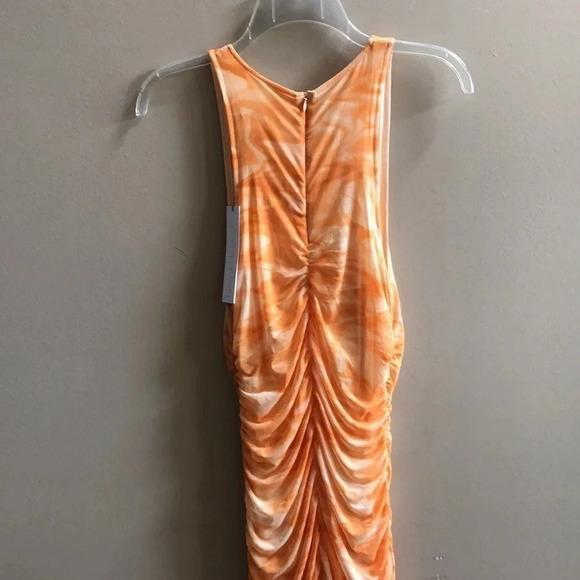 House of Harlow 1960 creamsicle ruched draped bodycon dress Small New with tags - Picture 6 of 10